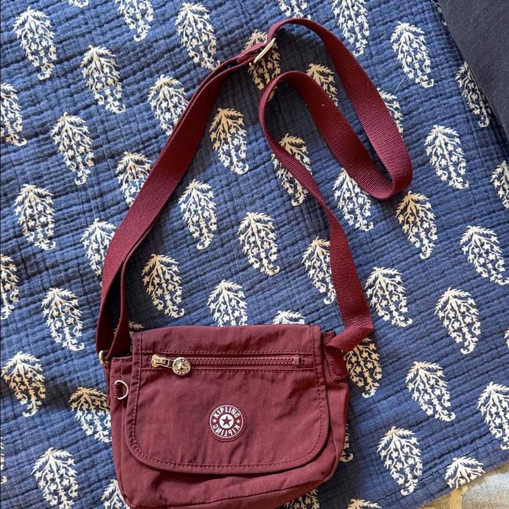 Kipling Burgundy Crossbody Bag with Adjustable Strap